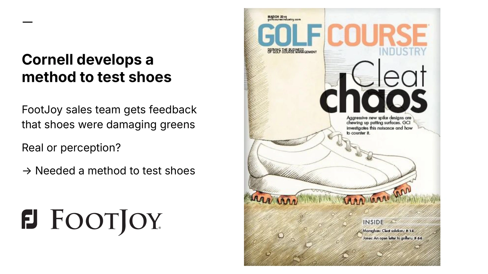 Slide about Cornell developing a method to test shoes